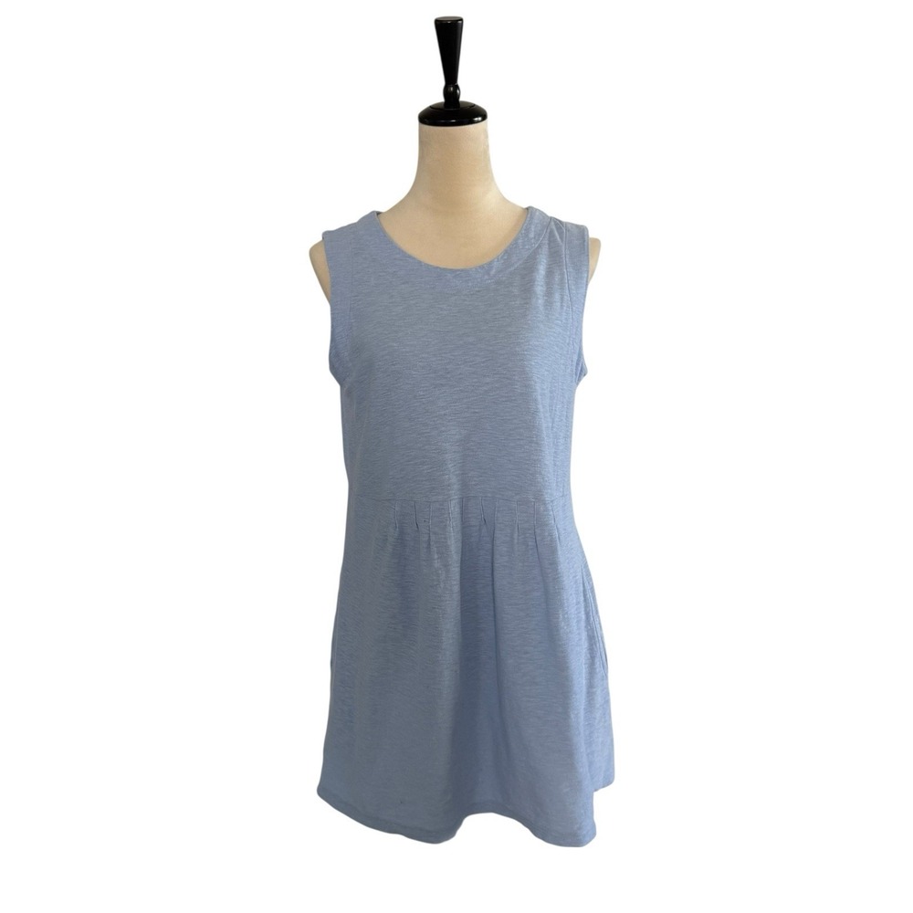 Cut Loose Light Blue Sleeveless Lightweight Tunic Top Sleeveless Pockets Size M